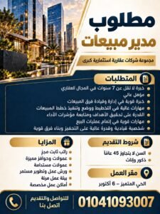 مدير مبيعات في مجموعة شركات عقارية 2026